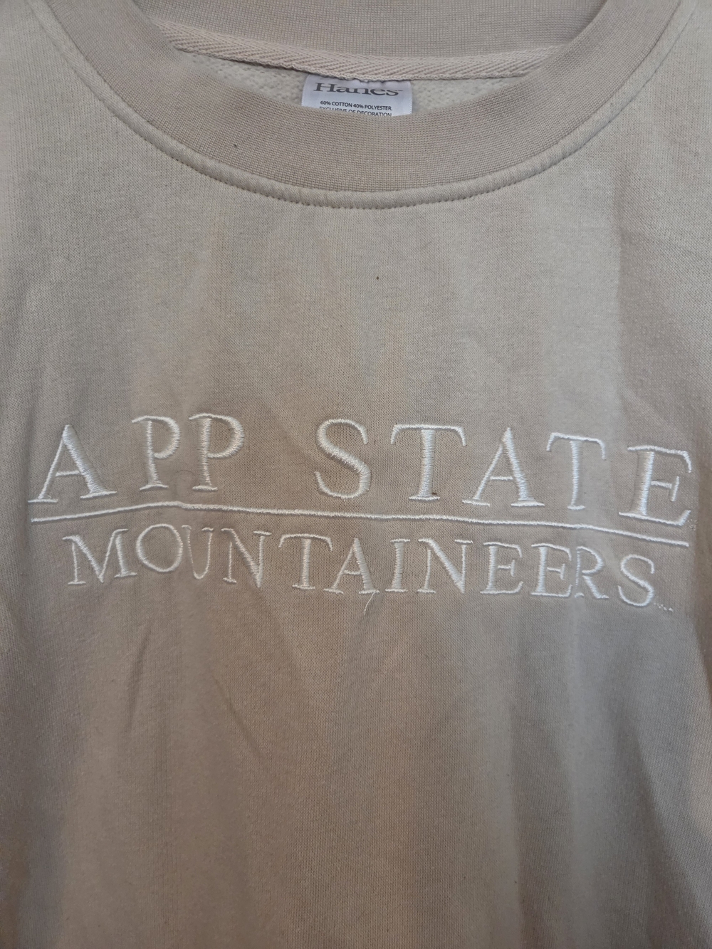 Hanes Beige App State Mountaineers Crewneck Sweatshirt - Picture 2 of 3